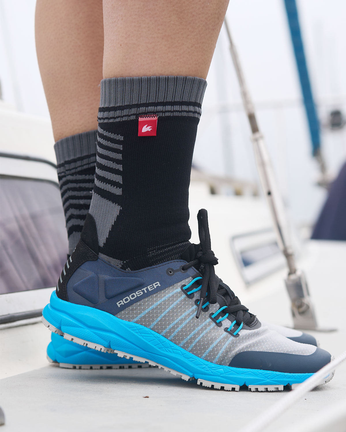 Rooster Sailing Deck Trainers, Unisex, Grey/Blue, lightweight