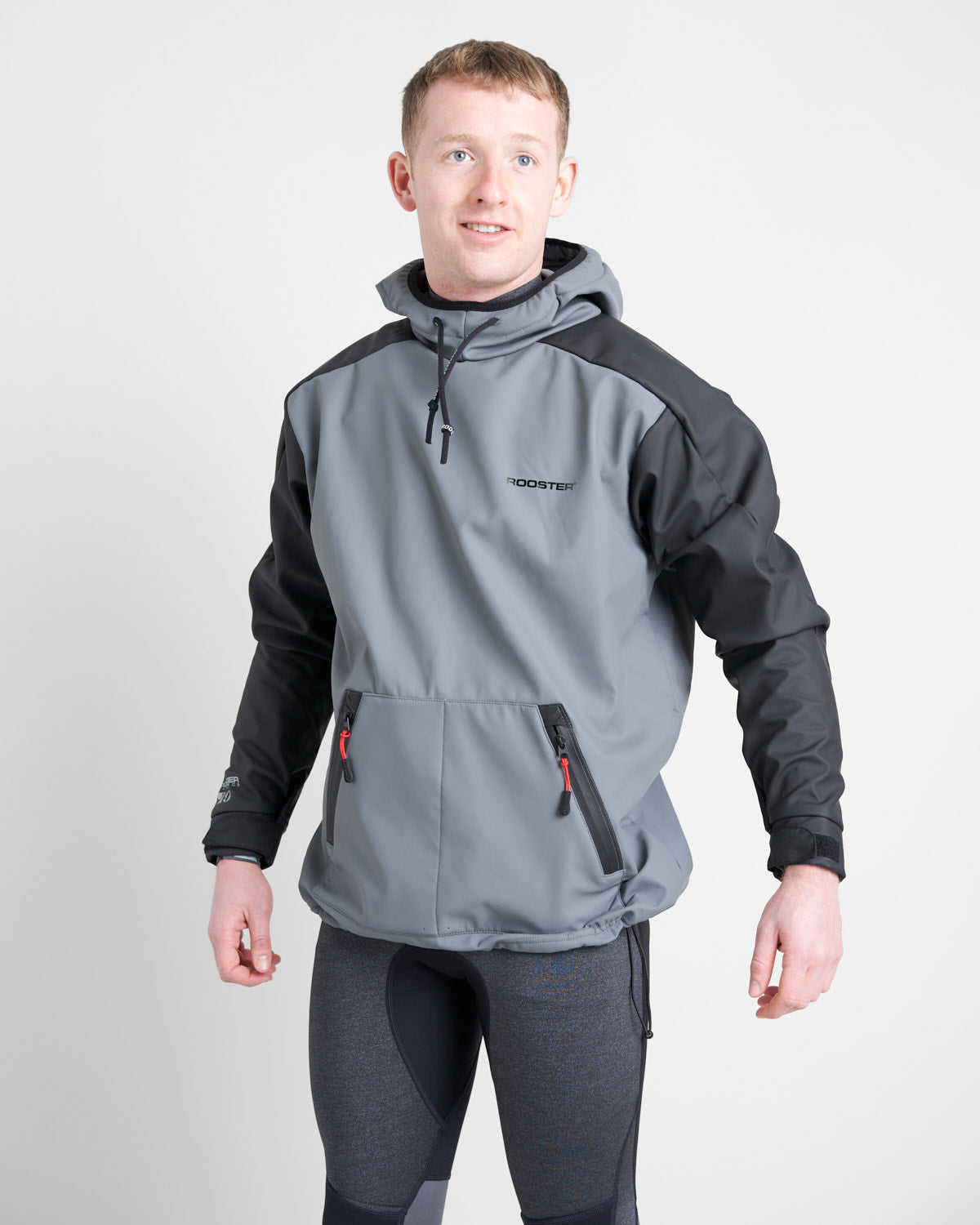 ROOSTER 長袖 グレー/ブラック Rooster Aquafleece Hoodie, Unisex, Oversized, warm, slip on, water